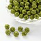 Pave Disco Ball Beads, Polymer Clay Rhinestone Beads, Grade A, Round, Olivine, PP12(1.8~1.9mm), 8mm, Hole: 1mm