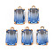 Gradient Color Glass Pendants, with Brass Prong Settings, Faceted, Rectangle, Light Gold, Cornflower Blue, 17x10x5.5mm, Hole: 1.6mm