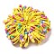 Colorful Nylon Elastic Hair Ties for Girls Kids, with Plastic Beads, Yellow, 2mm, Inner Diameter: 32mm