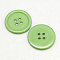 Resin Buttons, Dyed, Flat Round, Light Green, 34x4mm, Hole: 3mm, 98pcs/bag