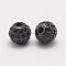 Brass Micro Pave Cubic Zirconia Beads, Round, Gunmetal, 6x5.5mm, Hole: 2mm