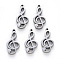 Tarnish Resistant 304 Stainless Steel Pendants, Laser Cut, Musical Note, Stainless Steel Color, 17x8x1mm, Hole: 1mm