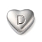 Non-Tarnish 201 Stainless Steel Beads, Stainless Steel Color, Heart, Letter D, 7x8x3.5mm, Hole: 1.5mm