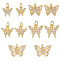 PandaHall Elite 10Pcs 5 Style Brass Micro Pave Clear Cubic Zirconia Charms, with Jump Ring, Butterfly Charm, Real 18K Gold Plated, 9.5~15x9.5~13x2~2.5mm, Hole: 3~3.5mm, 2pcs/style