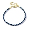 Polyester Cord Braided Bracelet Makings, with Stainless Steel Claw Lobster Clasps, Brass Findings, Long-Lasting Plated, Deep Sky Blue, 7-3/8 inch(18.8cm)