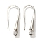 Brass Earring Hooks, Cadmium Free & Lead Free, 925 Sterling Silver Plated, 20x8x2mm, Hole: 1.6mm, Pin: 0.8mm