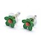 Spray Painted Brass Stud Earrings, with Synthetic Turquoise, Plastic Ear Nuts, Platinum, Green, 11mm, Pin: 0.5mm