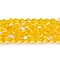 Transparent Electroplate Glass Beads Strands, AB Color Plated, Faceted, Bicone, Gold, 4x4mm, Hole: 0.8mm, about 82~85pcs/strand, 30.5~31cm