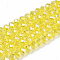 Electroplate Glass Beads Strands, AB Color Plated, Faceted, Rondelle, Champagne Yellow, 8x6mm, Hole: 1mm, about 63~65pcs/strand, 39~40cm