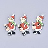 Christmas Theme Printed Natural Wood Cabochons WOOD-N008-003-1