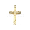 Brass Micro Pave Clear Cubic Zirconia Religion Cross Connector Charms KK-Z100-22G-05-1