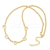 Brass Pave Clear Cubic Zirconia Heart Round Beaded Bib Necklaces for Women NJEW-F364-05G-4