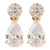 Rack Plating Brass Cubic Zirconia Stud Earrings EJEW-M090-09G-01-1