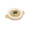 Brass Micro Pave Clear Cubic Zirconia & Shell Connector Charms KK-M303-03G-06-2