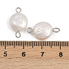 Natural Freshwater Pearl Keshi Pearl Flat Round Connector Charms STAS-D378-19P-3