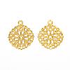 Flat Round Brass Flower Filigree Findings Charms Pendants KK-O015-05G-2