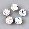 Spray Painted Schima Wood Beads WOOD-T032-37B-1