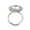 Flat Round Brass Micro Pave Cubic Zirconia Adjustable Ring Settings LS-KK-K297-06P-3