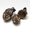 Carved Bicone Rack Plating Brass Prayer Box Pendants KK-L101-23AB-NF-1