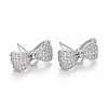Rack Plating Brass Micro Pave Cubic Zirconia Earring Findings X-KK-C237-05P-1
