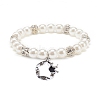 ABS Plastic Imitation Pearl  & Rhinestone Beaded Stretch Bracelet with Alloy Charm for Women BJEW-JB08526-01-1