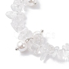 Natural Quartz Crystal Chip & Glass Shell Round Beaded Bracelets BJEW-JB12303-01-3