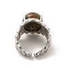 Natural Unakite Oval Open Cuff Ring RJEW-P082-03P-12-4