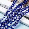 Handmade Evil Eye Lampwork Flat Round Bead Strands X-LAMP-L058-8mm-04-7