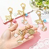 Flower Alloy Enamel & Glass Pendant Decorations HJEW-YW00200-01-5