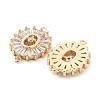 Brass Pave Clear Glass Connector Charms KK-Q811-02KCG-2