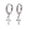 6Pairs Crystal Rhinestone Cross Dangle Hoop Earrings with 304 Stainless Steel Pin for Women EJEW-F280-04P-1