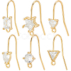 24Pcs 6 Styles Brass Micro Pave Clear Cubic Zirconia Earring Hooks EJEW-BBC0002-16-7