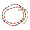 Brass Enamel Column Link Chain Necklaces NJEW-H039-02B-01G-1