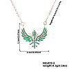 Hip-hop Style Brass Micro Pave Green Cubic Zirconia Wing Pendant Necklaces TE8910-2-2