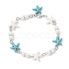 Synthetic Turquoise Starfish Link Bracelets for Women BJEW-JB12469-03-2