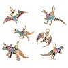 6Pcs 6 Style Rack Plating Brass Micro Pave Colorful Cubic Zirconia Pendants ZIRC-SZ0004-85-1