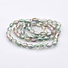 Half Rainbow Plated Glass Faceted Rice Beads Strands GLAA-A030A-HR01-2