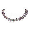 Round Natural Colorful Fluorite & Dyed Quartz & Natural Amethyst Chip Beaded Necklaces for Women NJEW-JN05813-2