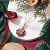 Christmas Theme Flower Glass Seed Beads & Rhinestone Pendant Necklaces NJEW-MZ00045-2