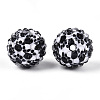 Cow Stripe Print Pattern Resin Rhinestone Round Beads OACR-N145-01-2