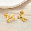 Brass Micro Pave Clear Cubic Zirconia Bowknot Stud Earrings EJEW-A145-02B-G-3