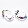 Brass Micro Pave Cubic Zirconia Huggie Hoop Earrings X-EJEW-S201-39P-3