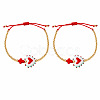 2Pcs 2 Colors Dyed Synthetic Turquoise Cross and Glass Heart Braided Bead Bracelets for Women PE0777-6-1