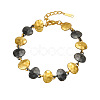 Two Tone Hammered 304 Stainless Steel Bracelets Nuggets Link Chain Bracelets for Women FS-WGBFBF0-02-2