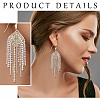 2 Pairs 2 Colors Natural Pearl Beaded & Rhinestone Chains Tassel Earrings EJEW-AN0004-23-3