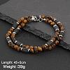 Natural Tiger Eye Round and Lava Rock Column Beaded Necklaces for Men AD4538-2-2