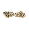 Heart with Leopard Print Pattern Brass Micro Pave Clear Cubic Zirconia Charms KK-G435-35G-3