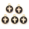 Light Gold Plated Alloy Enamel Pendants X-ENAM-R136-18E-1