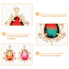 16Pcs 8 Colors Golden Tone Brass Pendants GLAA-DC0001-16-4