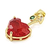 Rack Plating Brass Micro Pave Clear Cubic Zirconia Pendants ZIRC-L100-161G-03-2